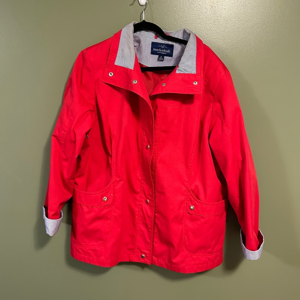 NWOT NEW Mackintosh jacket XL Extra Large red navy stripe interior